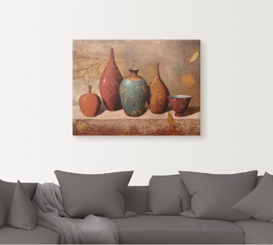 Artland Artprint op linnen Blaadjes en potten gespannen op een spieraam - Foto 4