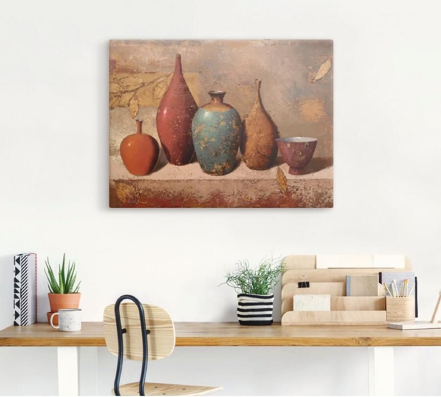 Artland Artprint op linnen Blaadjes en potten gespannen op een spieraam - Foto 3