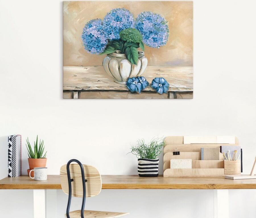 Artland Artprint op linnen Blauwe hortensia's gespannen op een spieraam - Foto 4