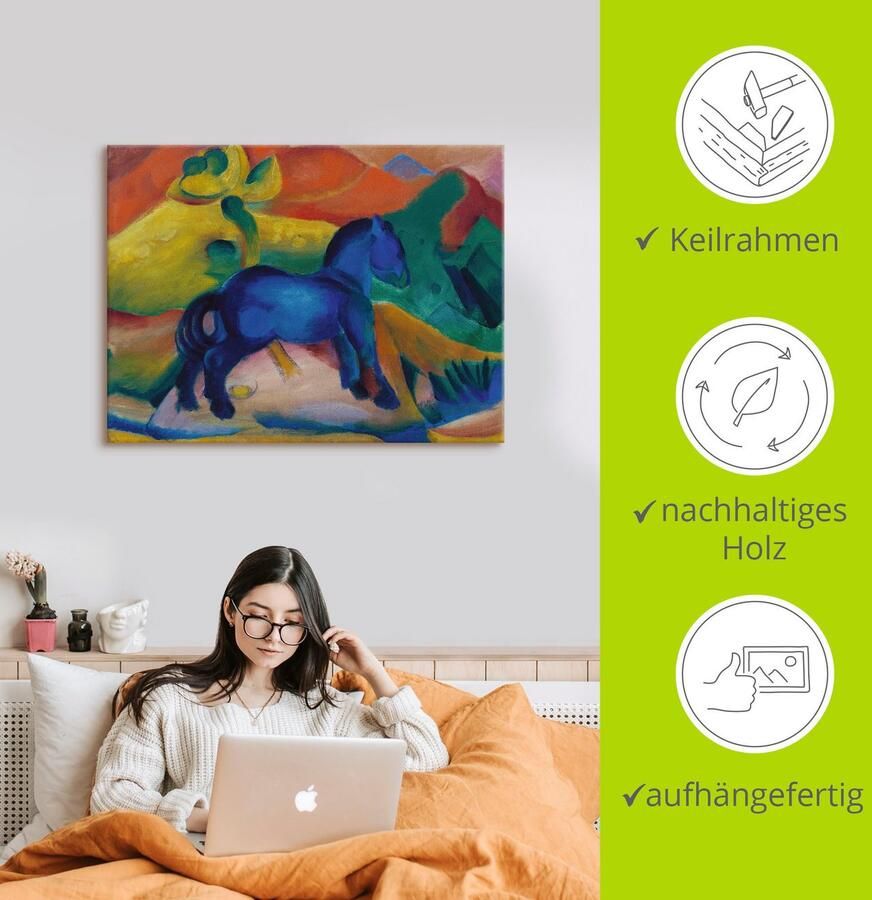 Artland Artprint op linnen Blauwe paardjes artprint voor kinderen. 1912.