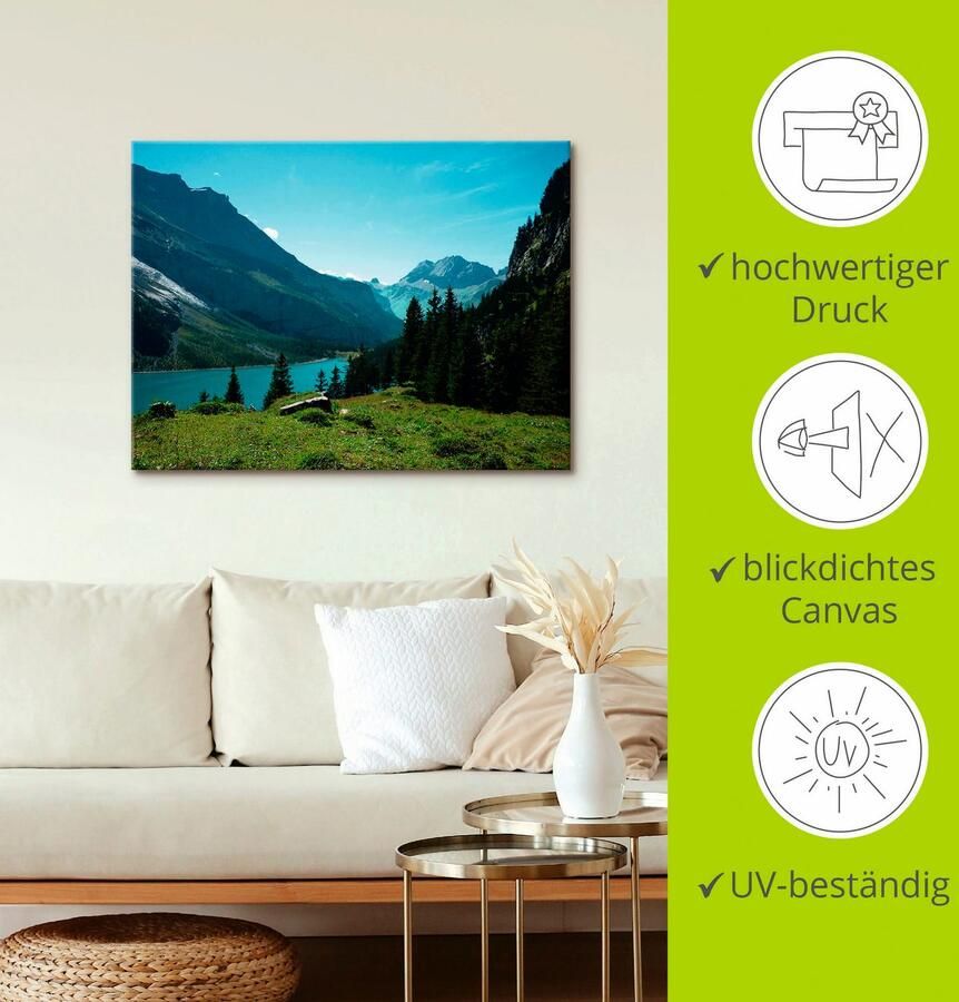 Artland Artprint op linnen Blik op het Oeschinenmeer - Foto 2