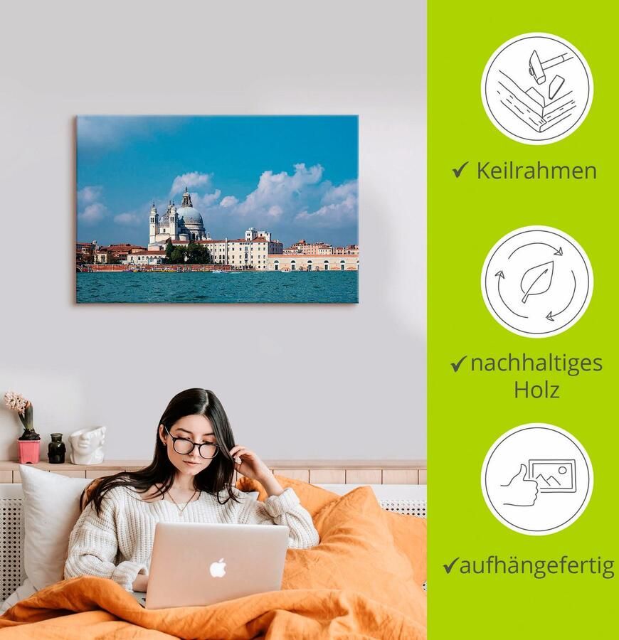 Artland Artprint op linnen Blik op historisch gebouw Venetië II - Foto 2