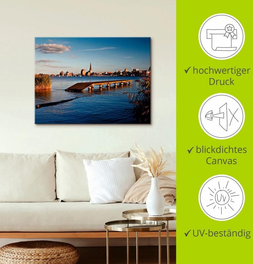 Artland Artprint op linnen Blik op Rostock gespannen op een spieraam - Foto 2