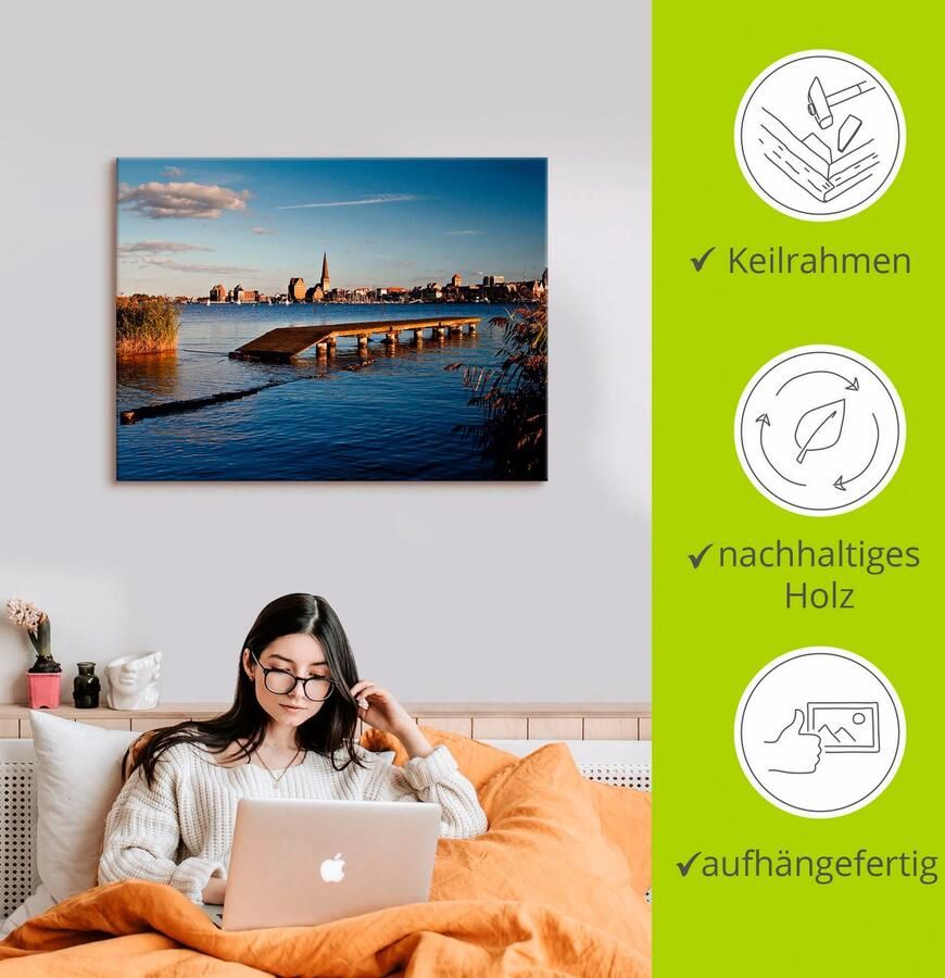 Artland Artprint op linnen Blik op Rostock gespannen op een spieraam
