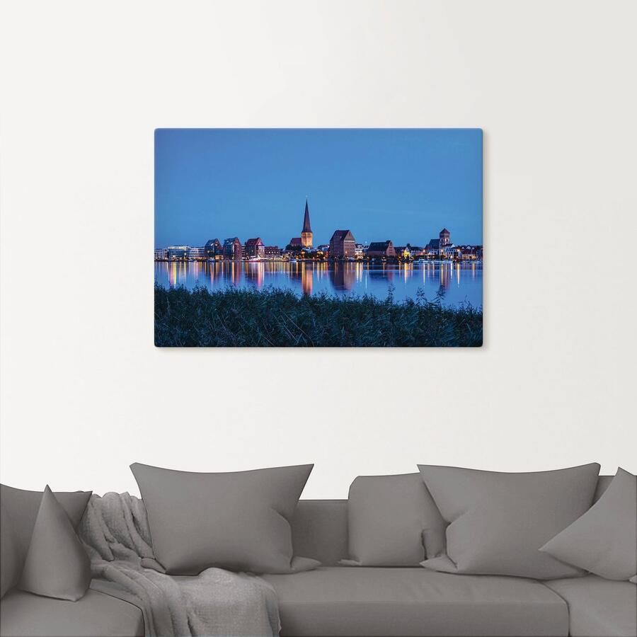 Artland Artprint op linnen Blik over de Warnow op Rostock - Foto 2