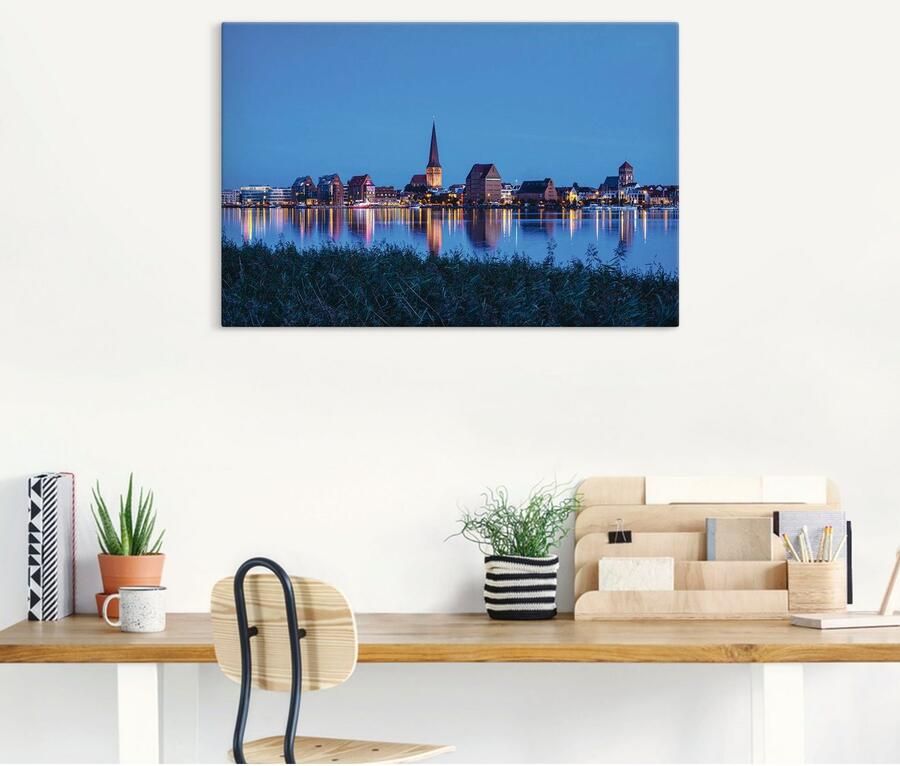 Artland Artprint op linnen Blik over de Warnow op Rostock - Foto 5