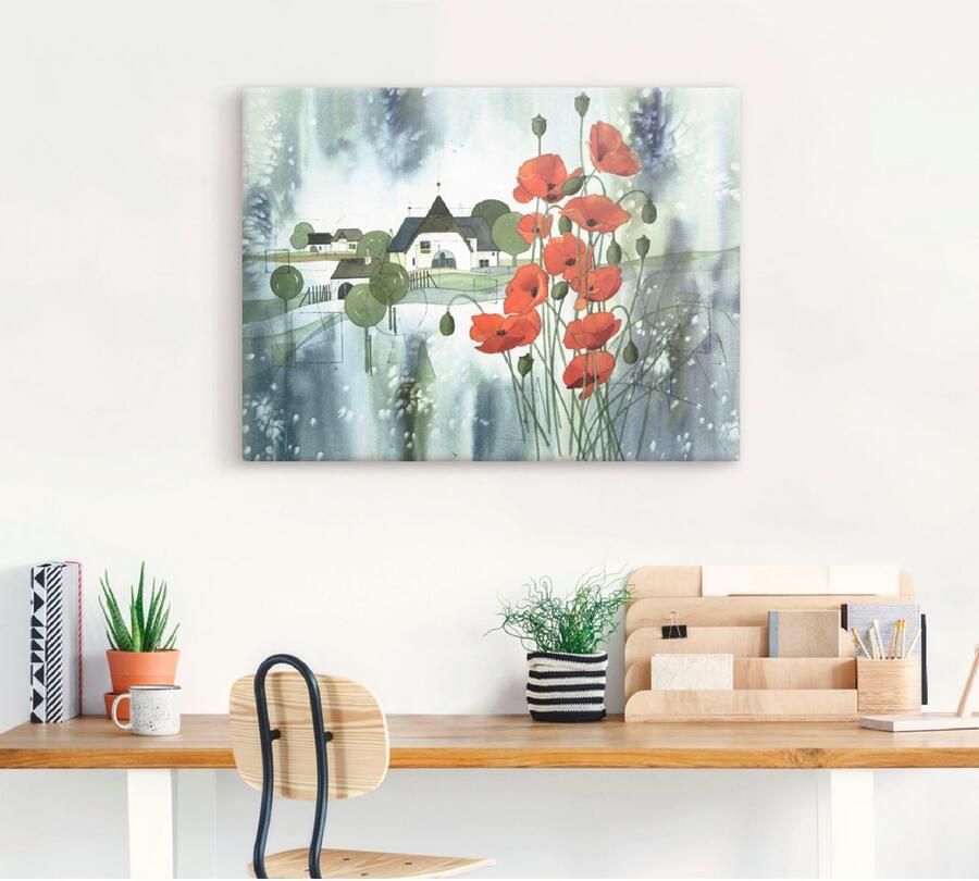 Artland Artprint op linnen Bloeiende papaver - Foto 4