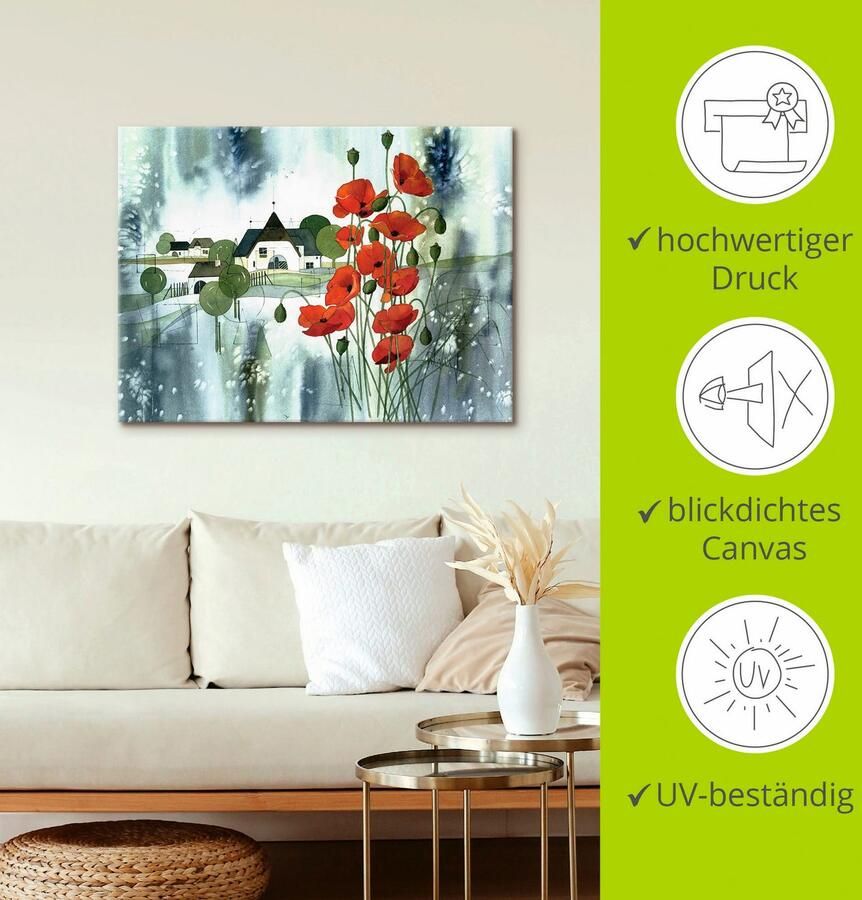 Artland Artprint op linnen Bloeiende papaver - Foto 3
