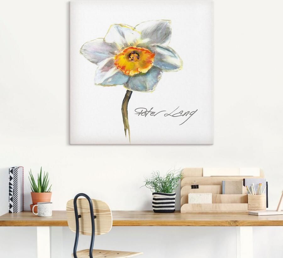 Artland Artprint op linnen Bloem_wit VIII gespannen op een spieraam - Foto 4