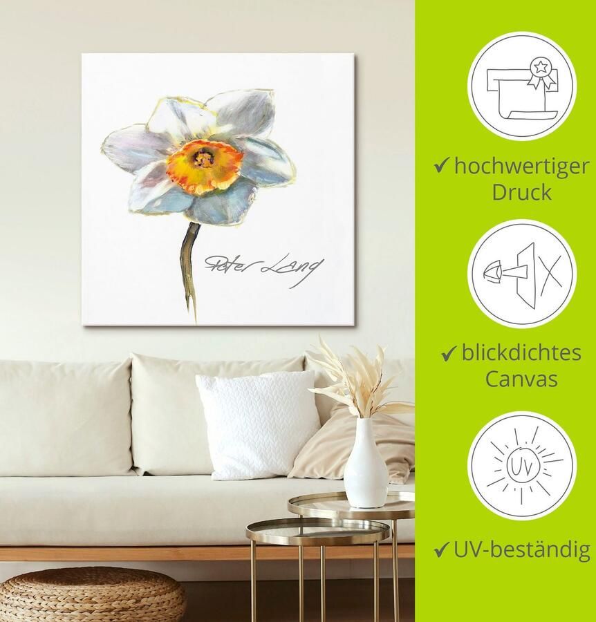 Artland Artprint op linnen Bloem_wit VIII gespannen op een spieraam - Foto 3