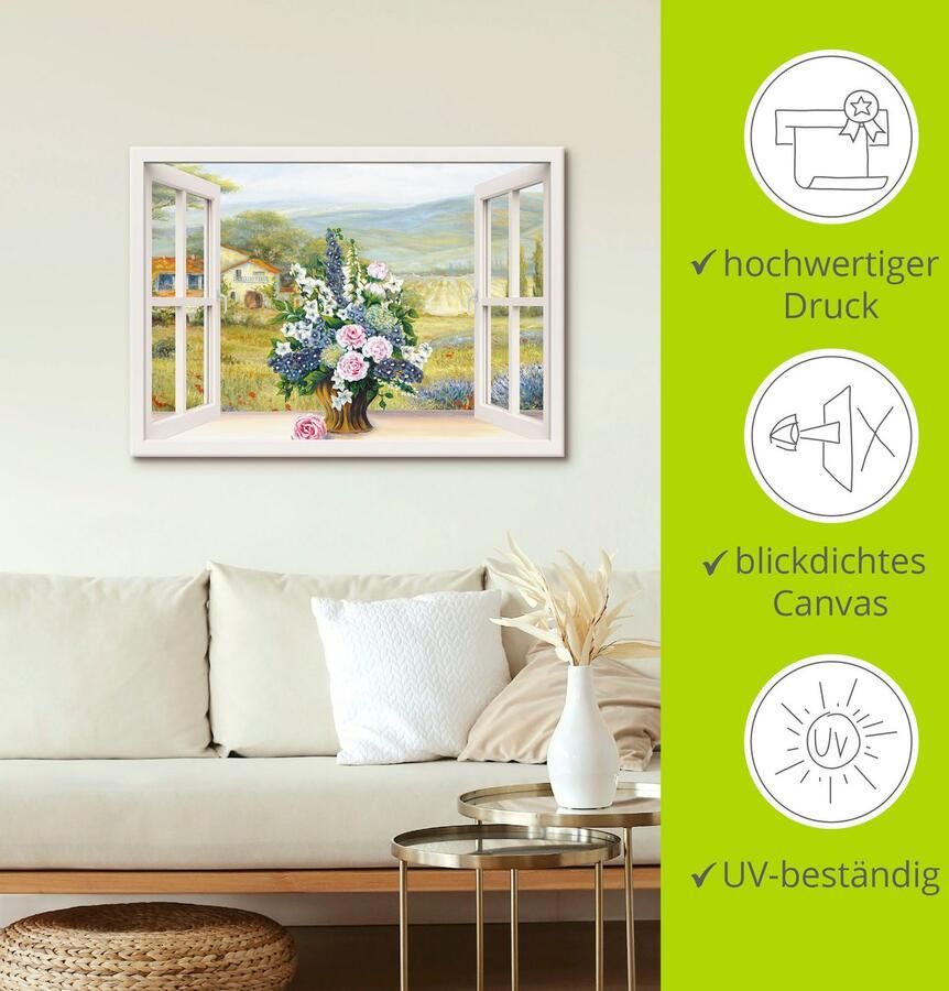 Artland Artprint op linnen Bloemboeket bij het witte raam - Foto 3