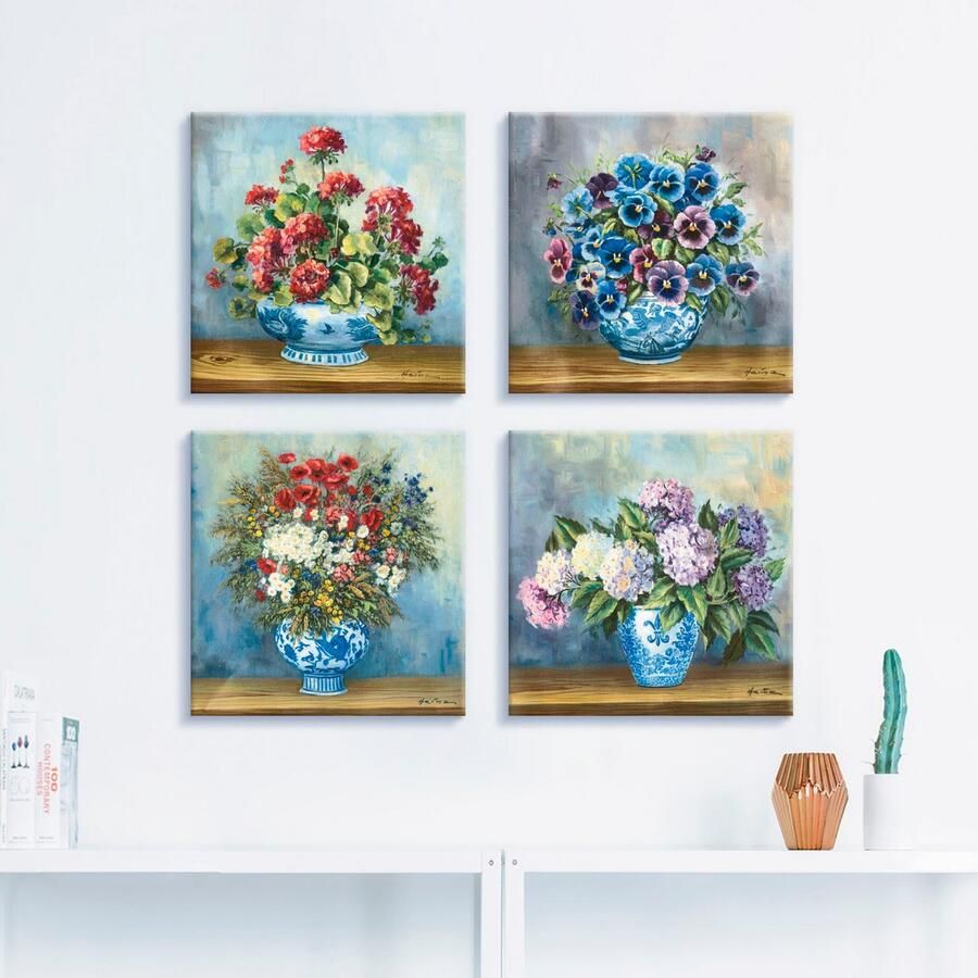 Artland Artprint op linnen Bloemen boeketten set van 4 verschillende maten (4-delig) - Foto 2