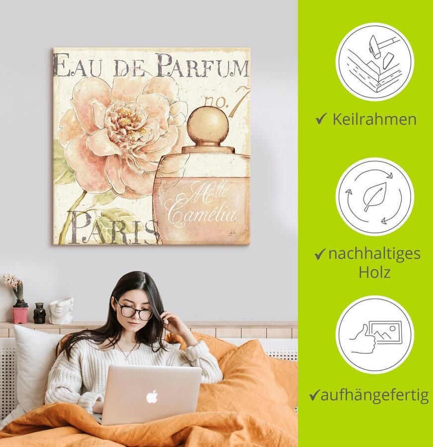 Artland Artprint op linnen Bloemen en parfum II gespannen op een spieraam