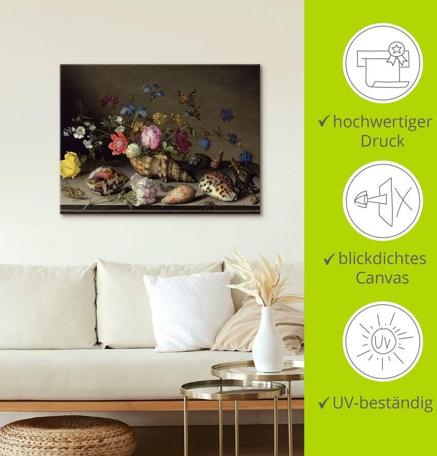 Artland Artprint op linnen Bloemen schelpen en insecten - Foto 2