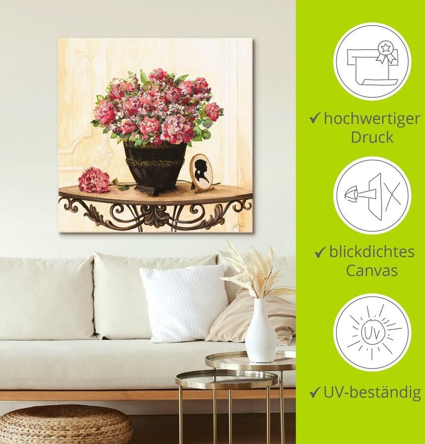 Artland Artprint op linnen Boeket van rode hortensia's - Foto 3
