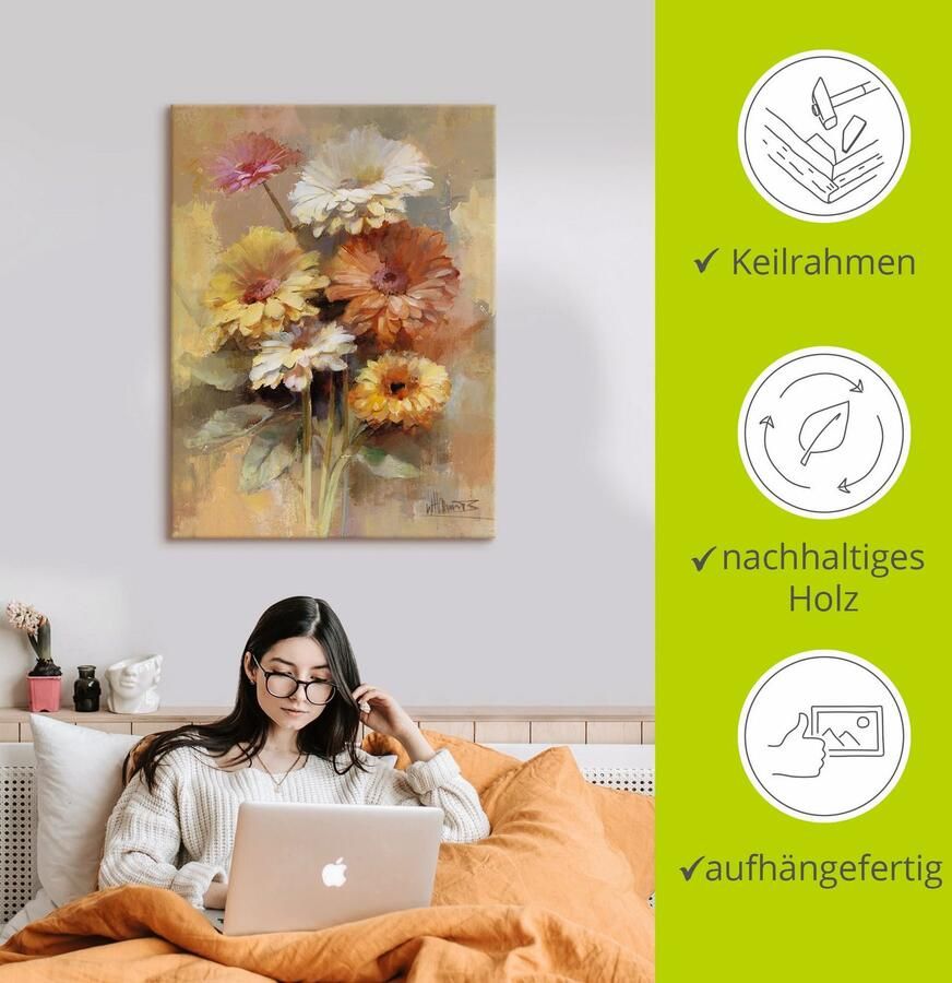 Artland Artprint op linnen Bos bloemen I gespannen op een spieraam - Foto 2