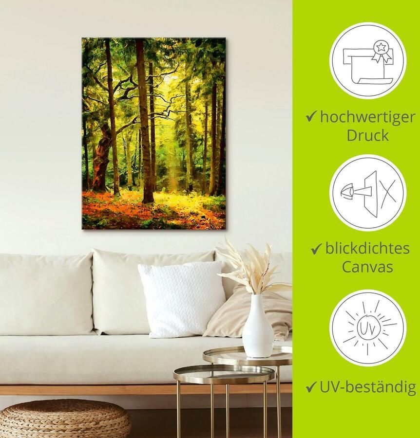 Artland Artprint op linnen Bos II gespannen op een spieraam - Foto 3