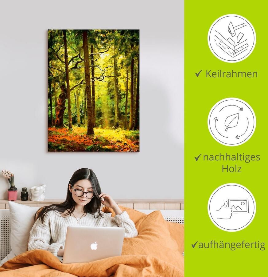 Artland Artprint op linnen Bos II gespannen op een spieraam - Foto 2