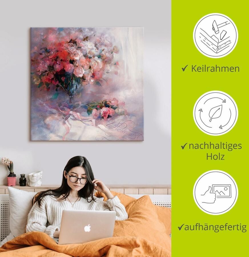 Artland Artprint op linnen Bos rozen gespannen op een spieraam - Foto 2