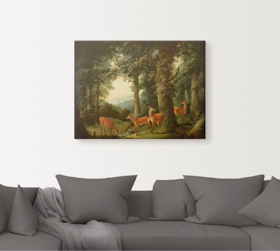Artland Artprint op linnen Boslandschap met edelherten. Omstreeks 1760x70 - Foto 5