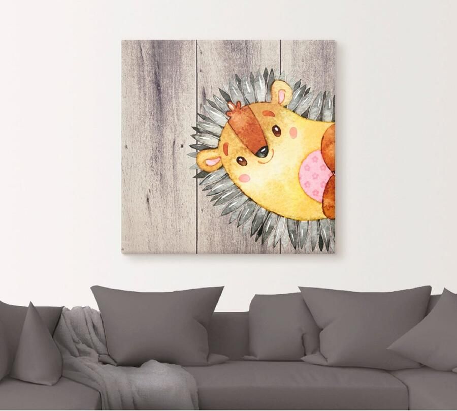 Artland Artprint op linnen Bosvrienden egel gespannen op een spieraam - Foto 5