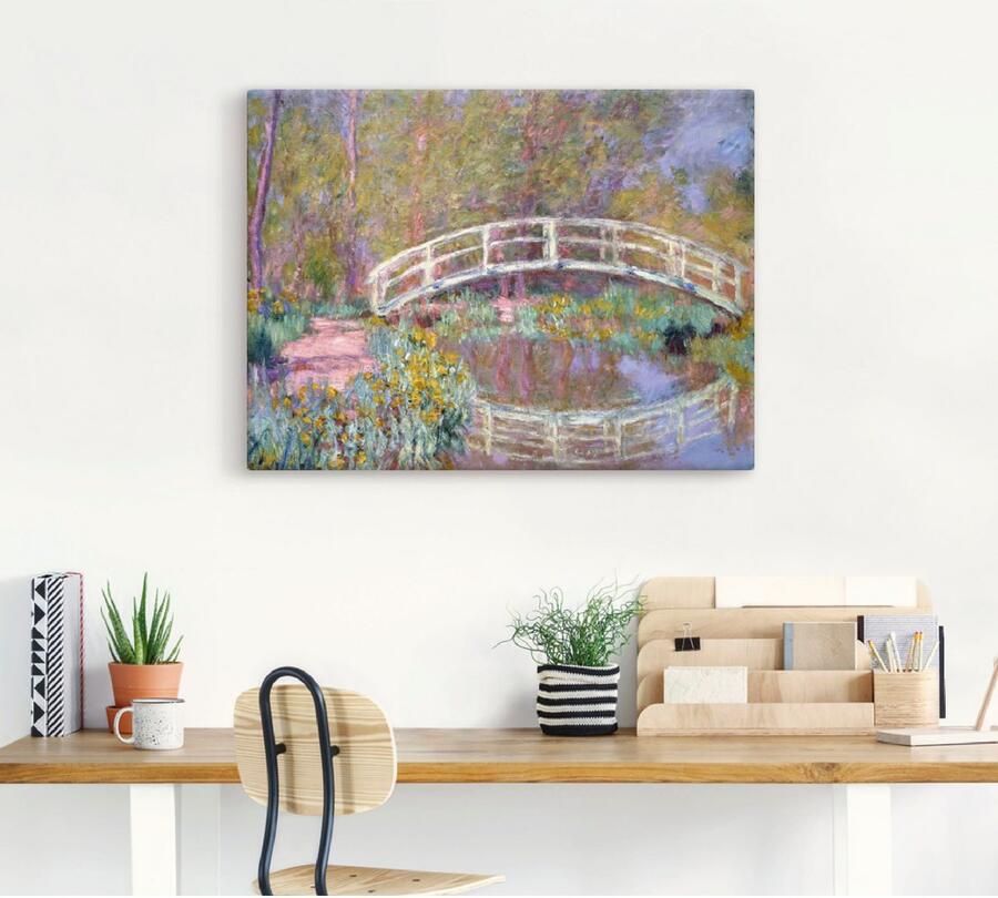 Artland Artprint op linnen Brug in Monets tuin gespannen op een spieraam - Foto 4