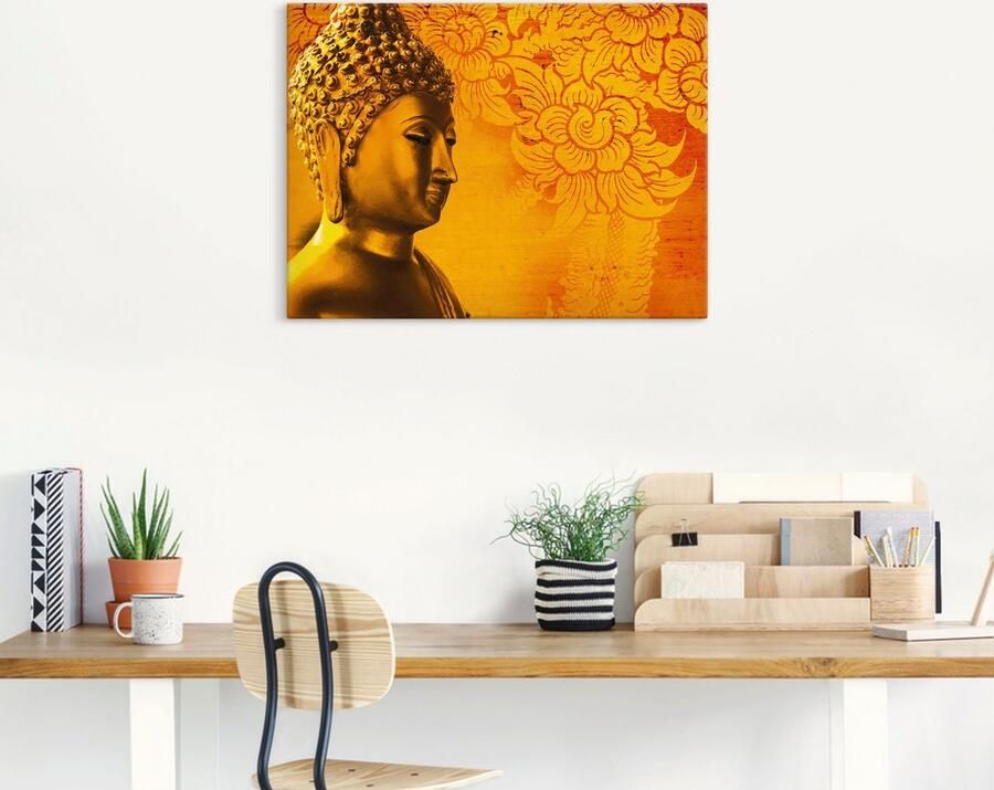 Artland Artprint op linnen Buddha goudkleurig beeld goudkleur - Foto 6