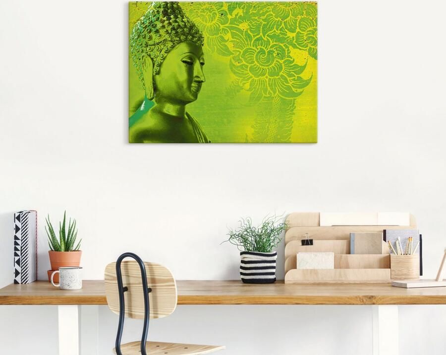 Artland Artprint op linnen Buddha goudkleurig beeld groen - Foto 6