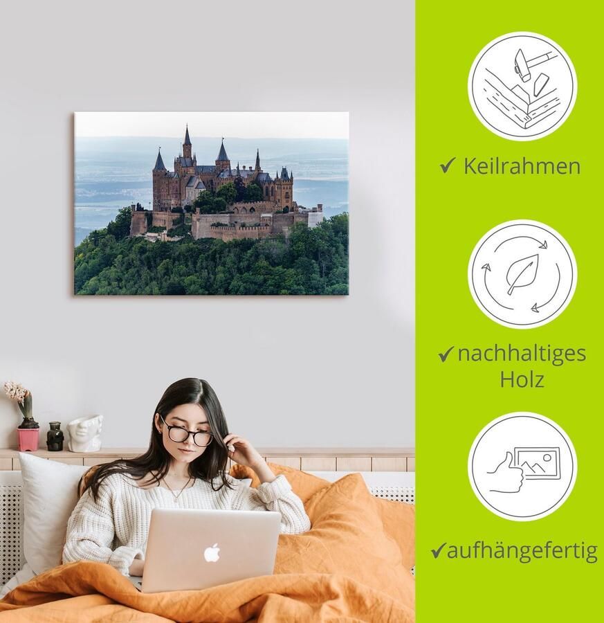 Artland Artprint op linnen Burcht Hohenzollern als close-up - Foto 2