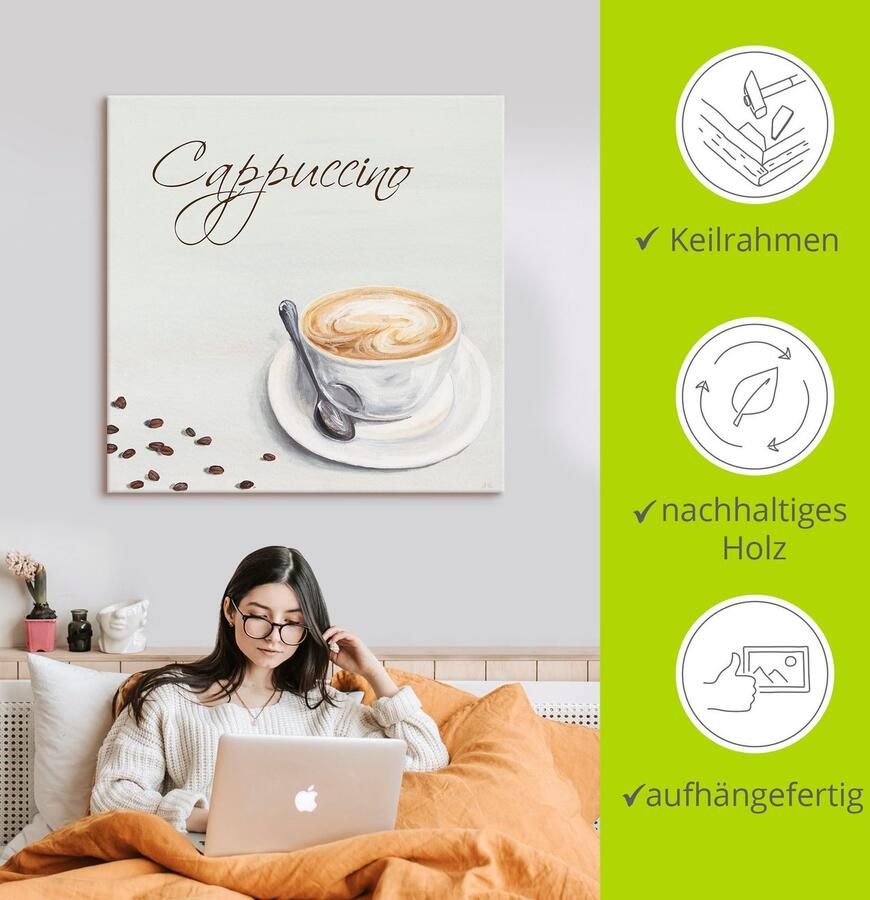 Artland Artprint op linnen Cappuccino II gespannen op een spieraam - Foto 3