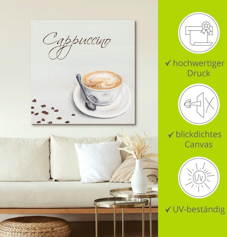 Artland Artprint op linnen Cappuccino II gespannen op een spieraam - Foto 4