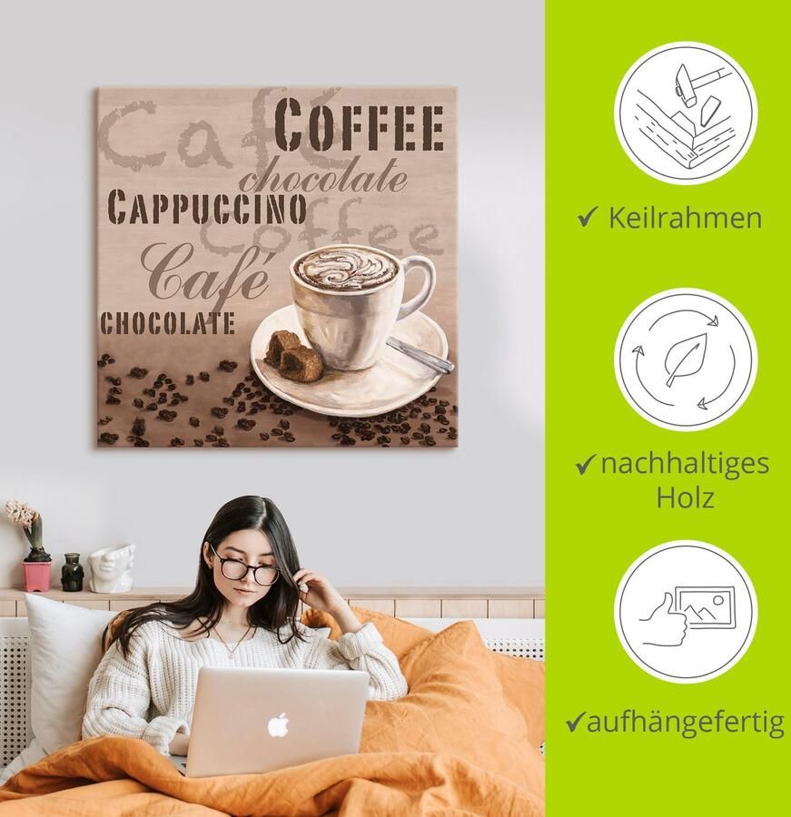 Artland Artprint op linnen Chocolade cappuccino gespannen op een spieraam - Foto 2