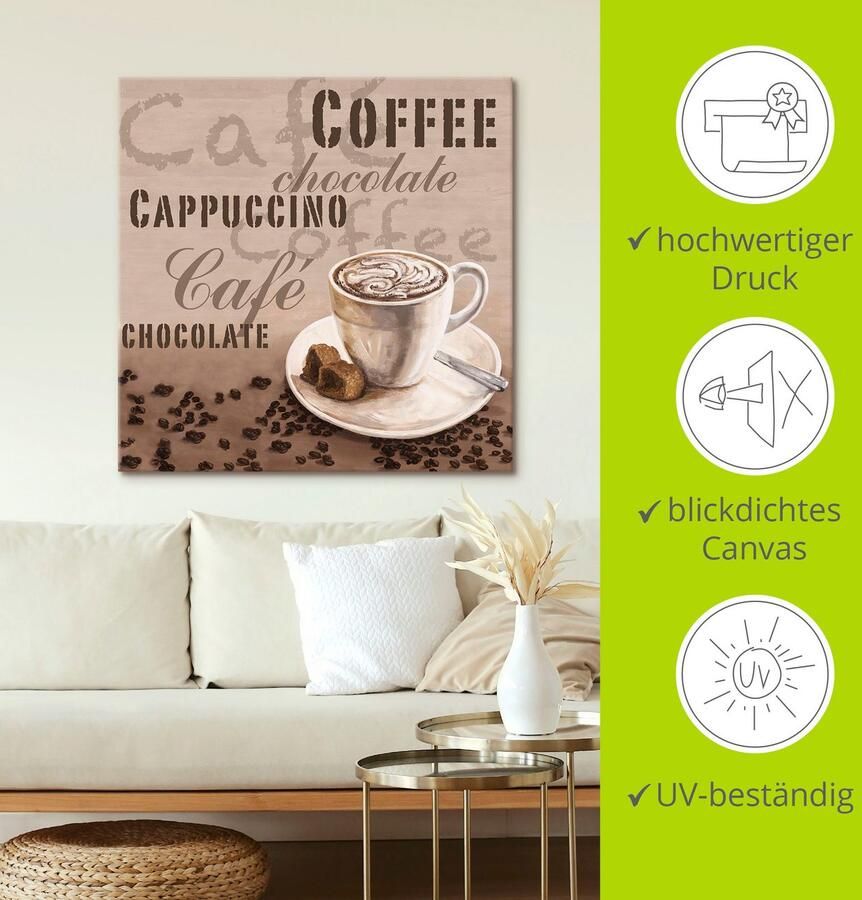 Artland Artprint op linnen Chocolade cappuccino gespannen op een spieraam - Foto 3