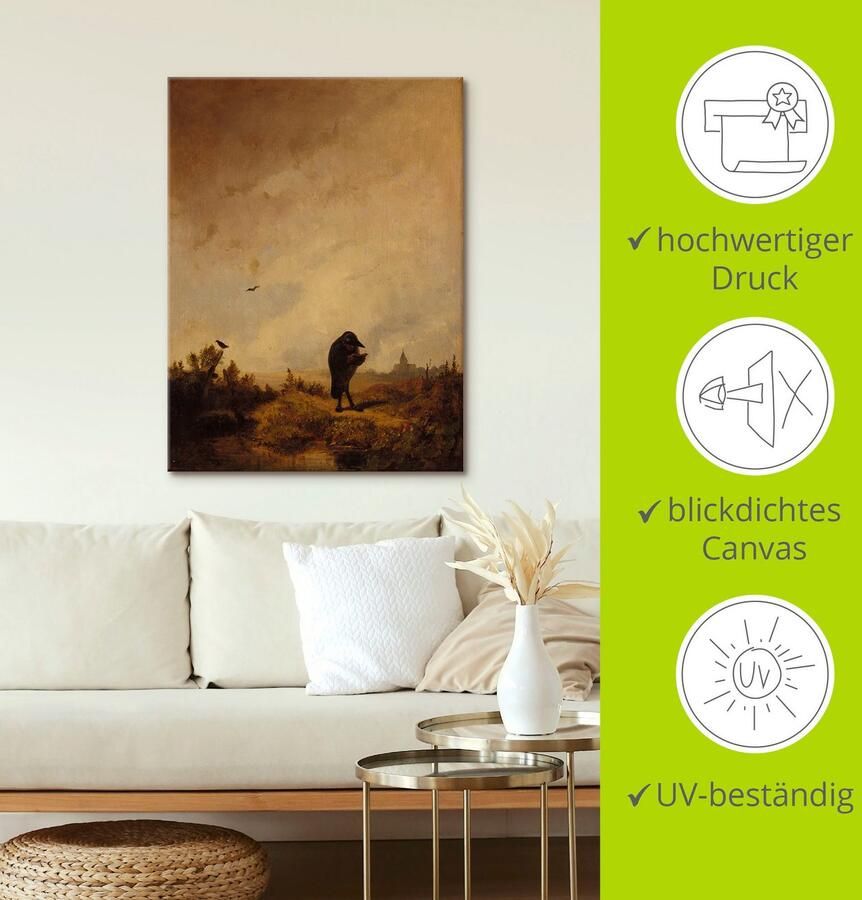 Artland Artprint op linnen De raaf. 1840x45 gespannen op een spieraam - Foto 2