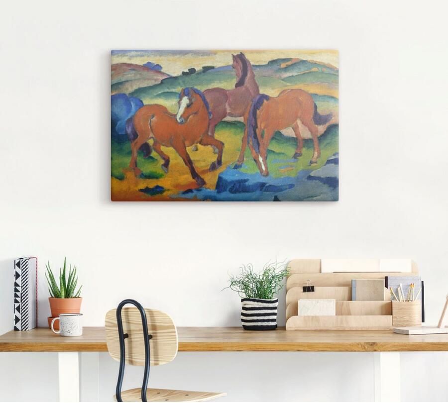 Artland Artprint op linnen De rode paarden (grazende paarden IV.) - Foto 3
