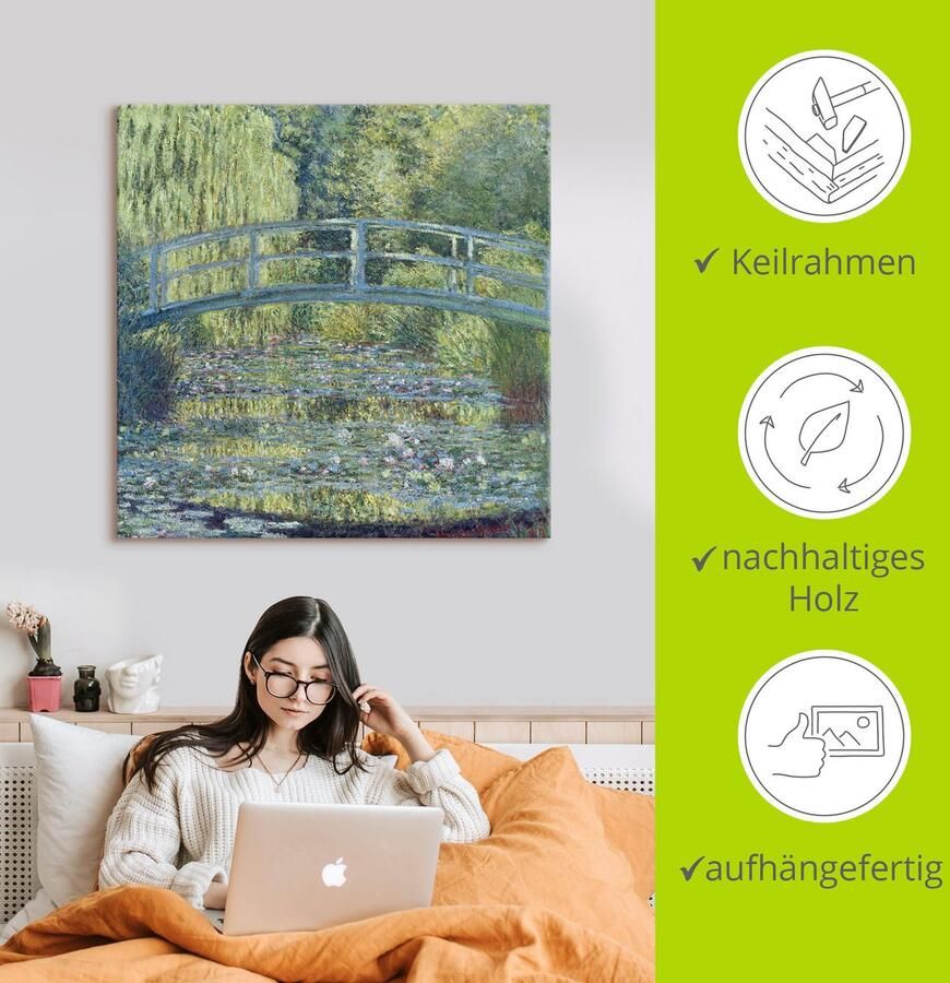 Artland Artprint op linnen De waterlelievijver harmonie in groen - Foto 2