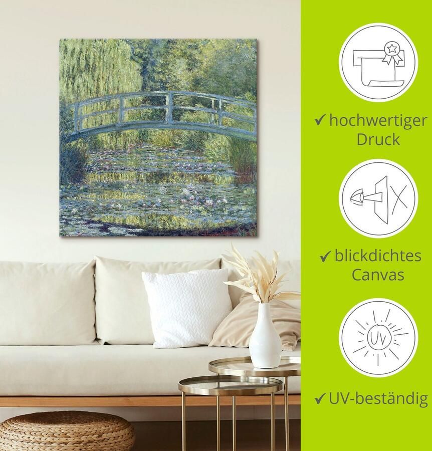 Artland Artprint op linnen De waterlelievijver harmonie in groen - Foto 3