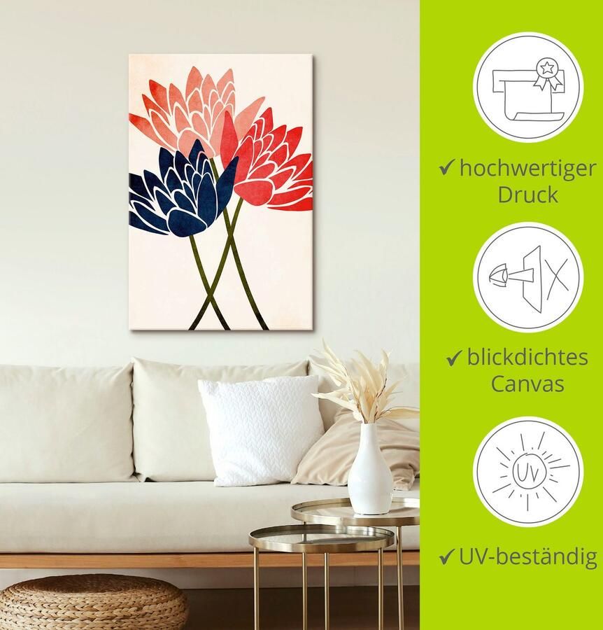 Artland Artprint op linnen Drie bloemen gespannen op een spieraam - Foto 4