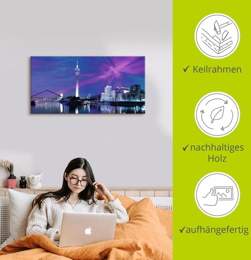 Artland Artprint op linnen Düsseldorf skyline abstracte collage - Foto 2