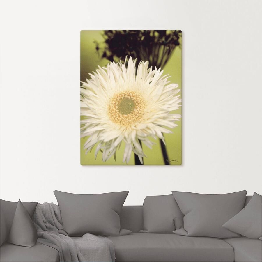 Artland Artprint op linnen Een voor groen gerbera gespannen op een spieraam - Foto 2