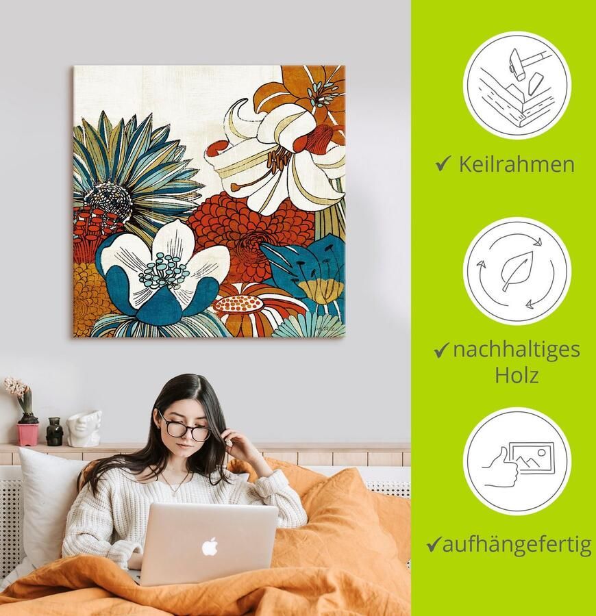 Artland Artprint op linnen Eigentijdse tuin II gespannen op een spieraam