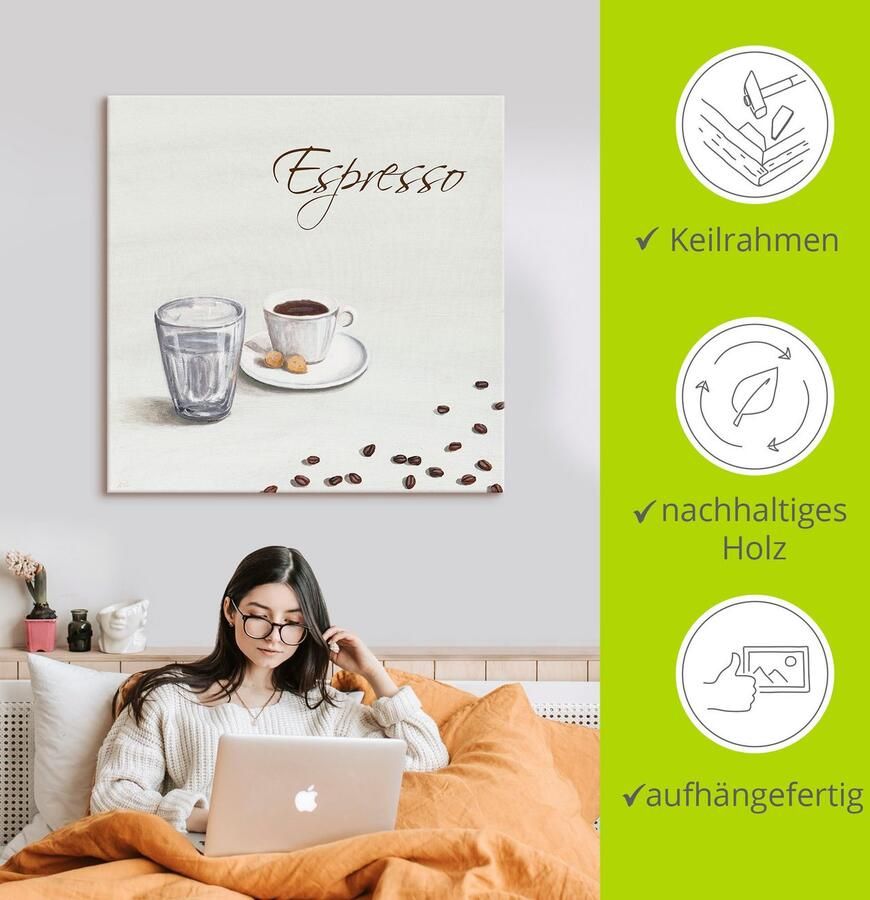 Artland Artprint op linnen Espresso III gespannen op een spieraam - Foto 2