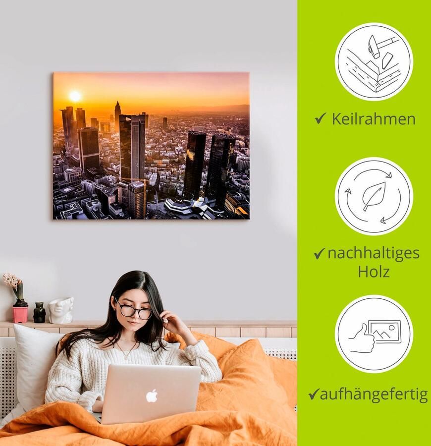 Artland Artprint op linnen Frankfurt am Main Panorama I