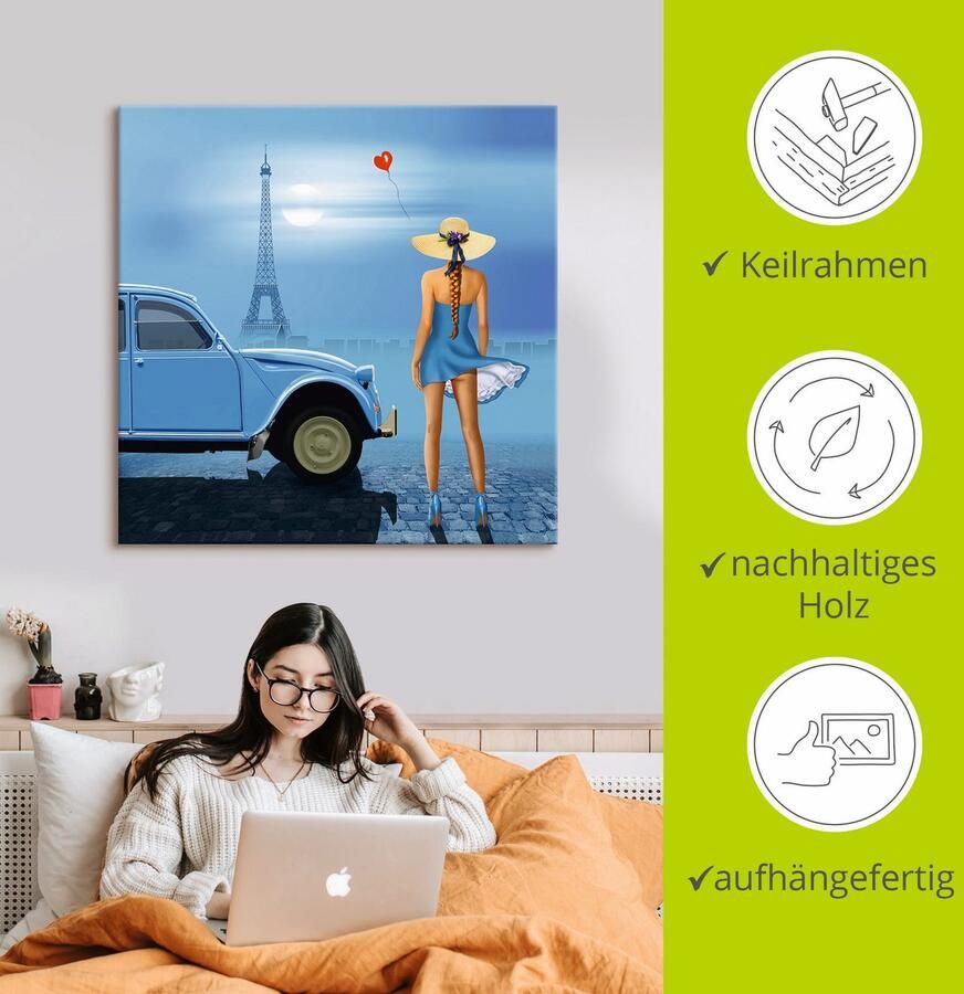 Artland Artprint op linnen Frans blauw gespannen op een spieraam