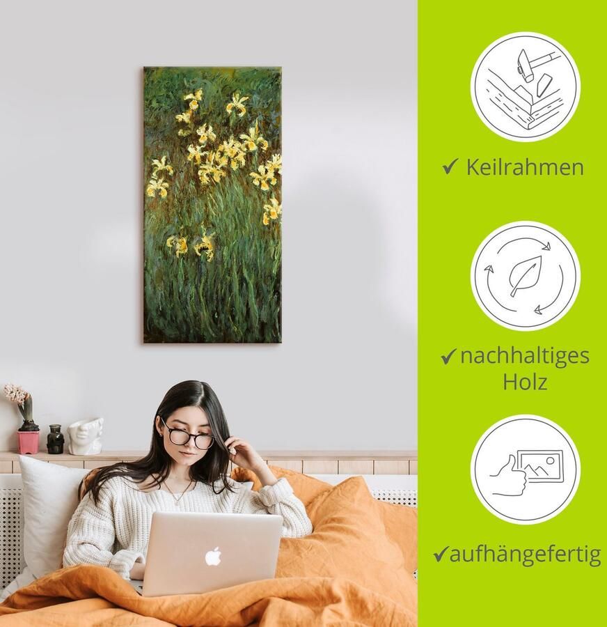 Artland Artprint op linnen Gele iris. gespannen op een spieraam