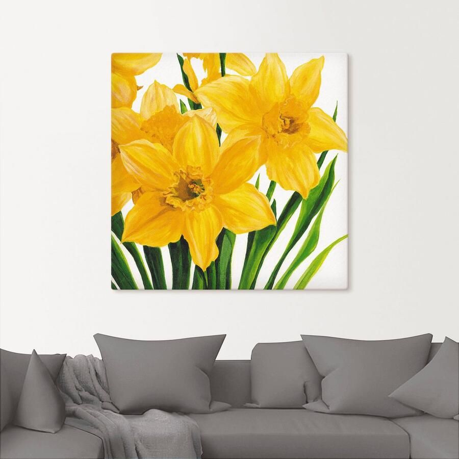 Artland Artprint op linnen Gele narcissen gespannen op een spieraam