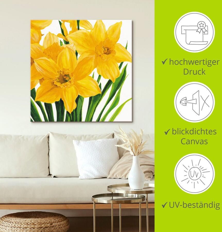 Artland Artprint op linnen Gele narcissen gespannen op een spieraam - Foto 3