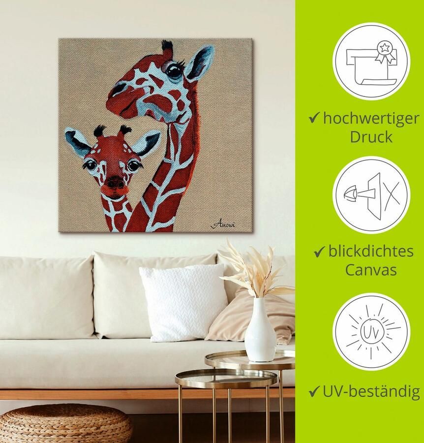 Artland Artprint op linnen Giraffen gespannen op een spieraam - Foto 3