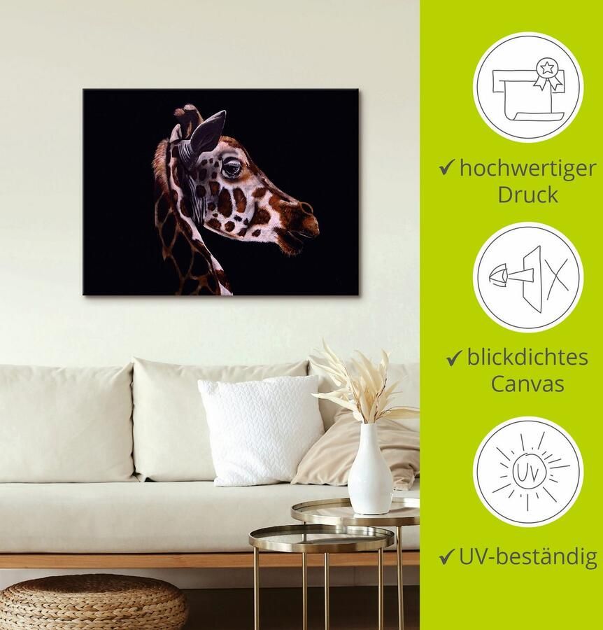 Artland Artprint op linnen Giraffen portret gespannen op een spieraam - Foto 3
