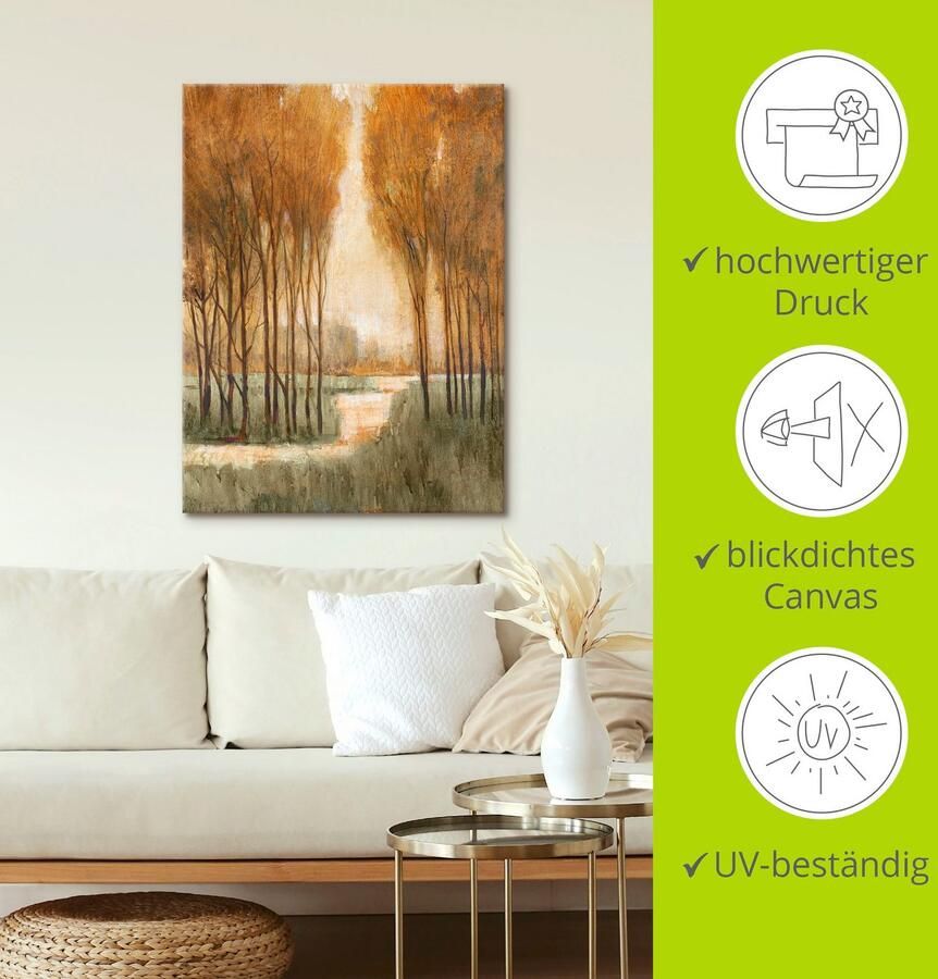 Artland Artprint op linnen Goudkleurige bos I gespannen op een spieraam - Foto 2